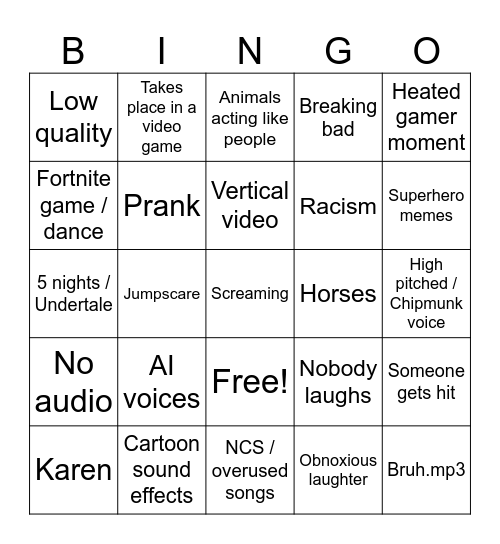 Meme (It's actually good) Bingo Card