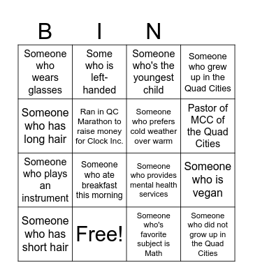 Human Bingo Card