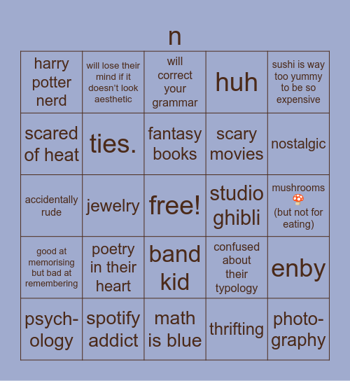 saturn Bingo Card