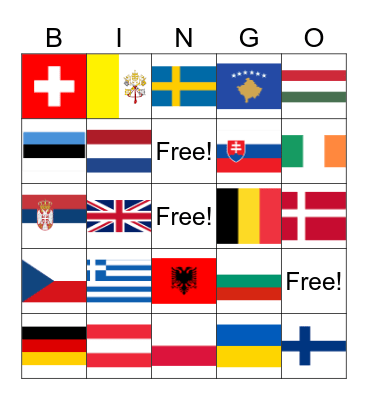 Europe Flag Bingo Card