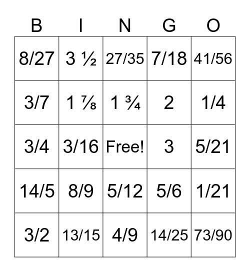 All Operations BINGO! Bingo Card