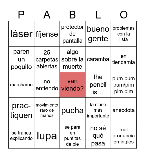 HHII Bingo Card