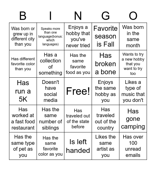 Untitled Bingo Card