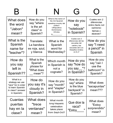 Read the Room Bingo Card