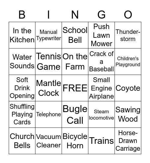 I Hear Memories Bingo Card