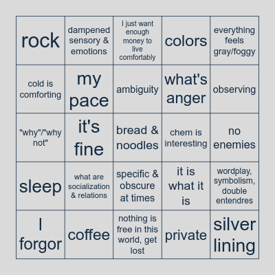 sunny Bingo Card
