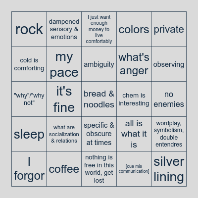 sunny Bingo Card