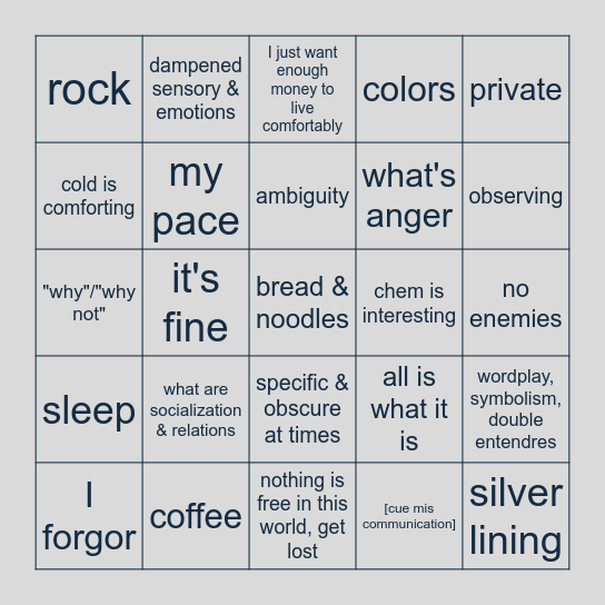 sunny Bingo Card