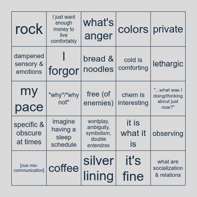 sunny Bingo Card