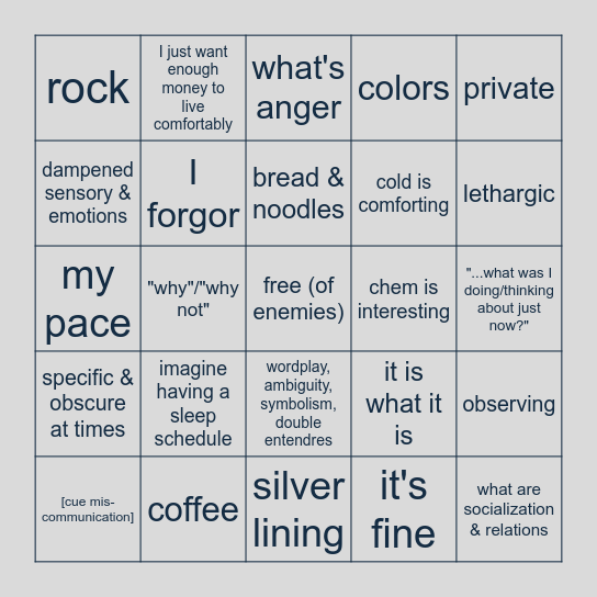sunny Bingo Card