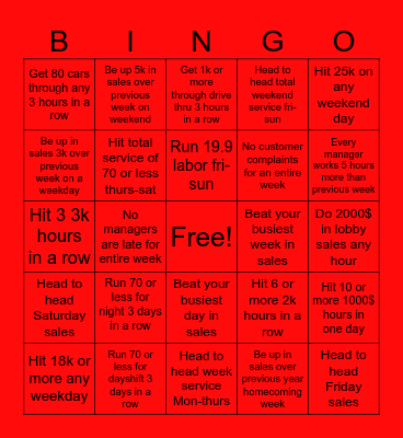 COOKOUT BINGO Card