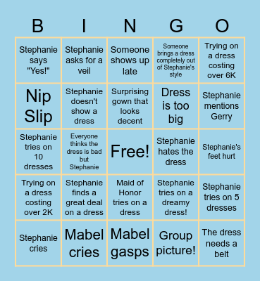 💍⭐Dress Shopping Bingo!⭐💍 Bingo Card