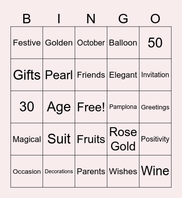 Triple Celebration Bingo Card