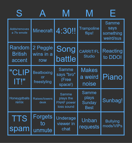 THE DEFINITIVE KINGSAMMELOT BINGO Card