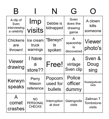 Svengoolie Killer Klowns Bingo Card
