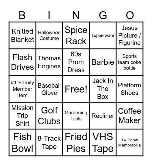 411 Yard Sale Bingo Card