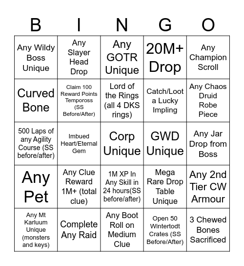 07 GODS BINGO Team 1 Bingo Card