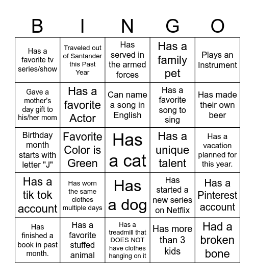 Ice-Ice Breaker! Bingo Card