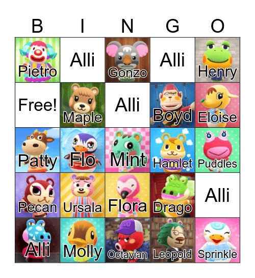 Animal Crossing Bingo Card