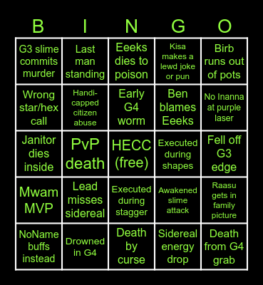 Akkan G3 Bingo Card