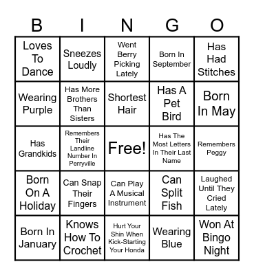 Find Someone Who Bingo Card
