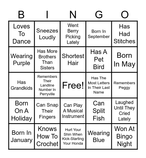 Find Someone Who Bingo Card