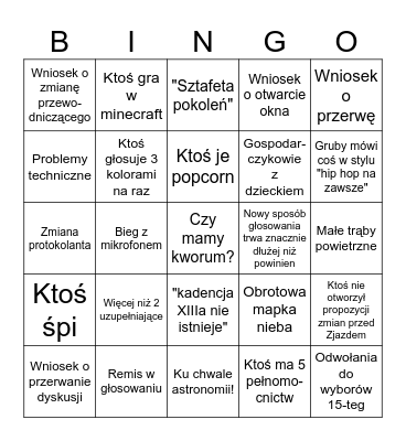 Zjazd 2023 Bingo Card