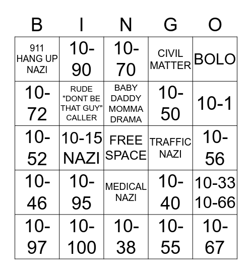 DISPATCH BINGO Card