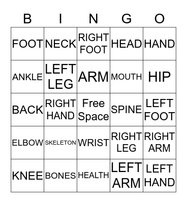Skeleton Bingo Card