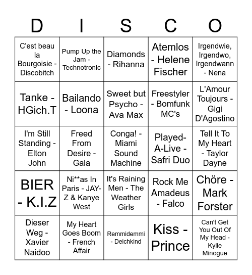 SAUNA SPLASH 2023 DISCO BINGO Card