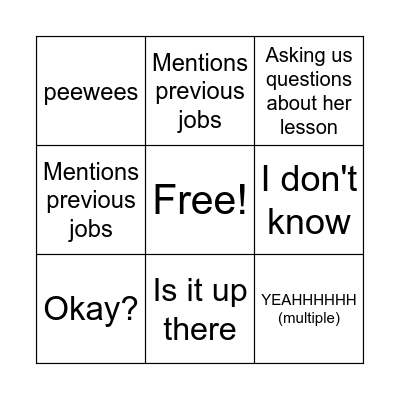 Bing-jo Bingo Card