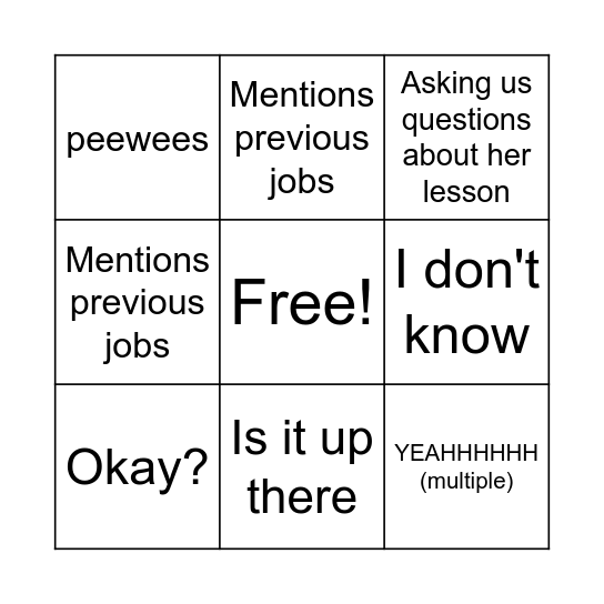 Bing-jo Bingo Card