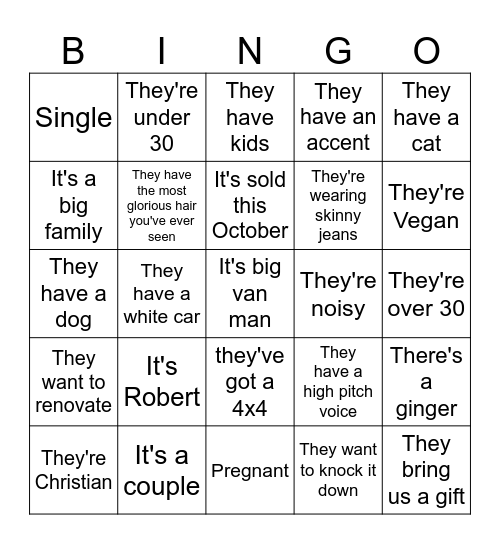 neighbour bingo Card