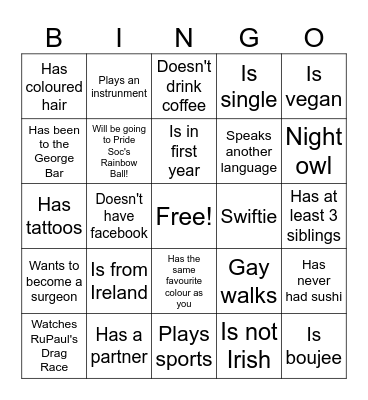 PRIDE SOC Bingo Card