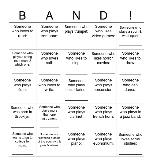 ALL CITY ICE BREAKER Bingo Card