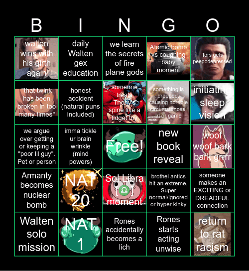 Charms and Chasms: Session 37 Bingo Card