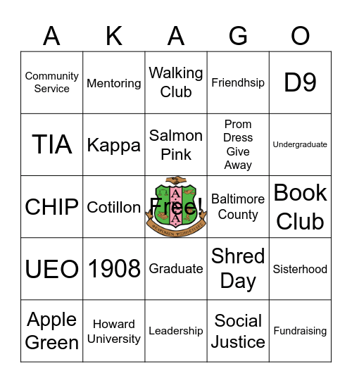 AKA - UEO          Bingo Card