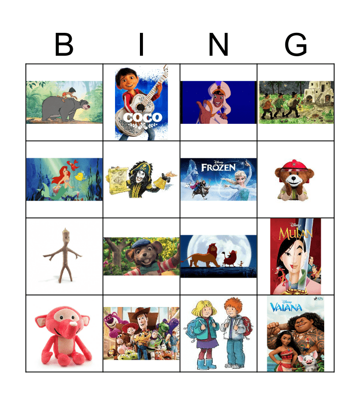 Musikk Bingo Film Bingo Card