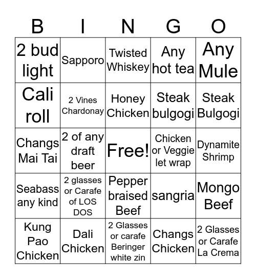 CHANGS'O Bingo Card