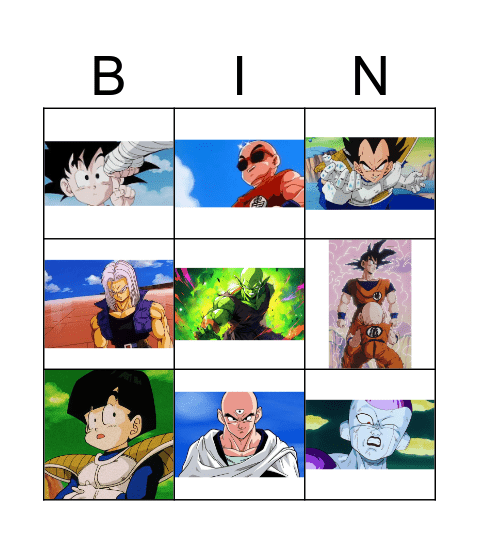 Dragon ball Bingo Card