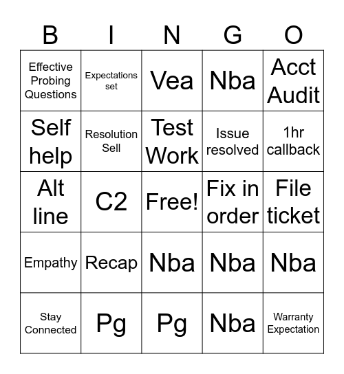 Fcr Bingon Bingo Card