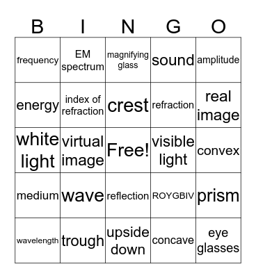 Color and Light Bingo Card
