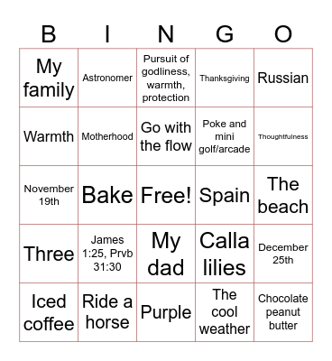 Get to Know Her BINGO Card