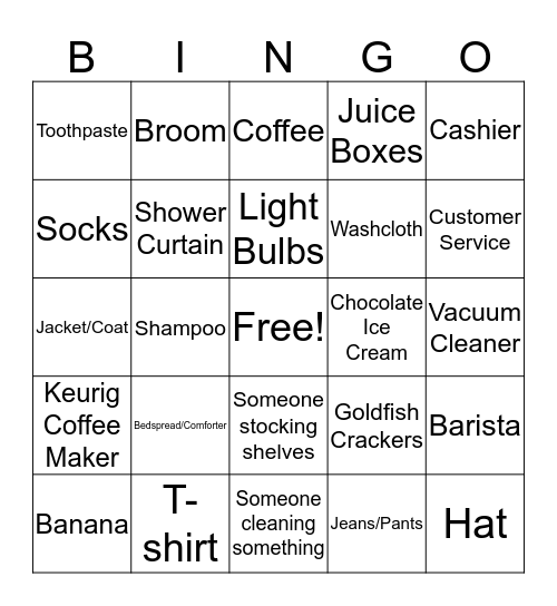 Target Bingo Card