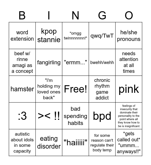aira introject bingo Card
