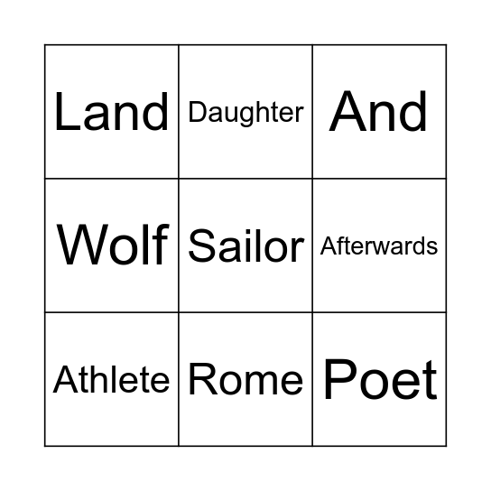 7th Unit 1 Vocab Bingo Card