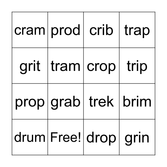 Lesson 25 BINGO Card