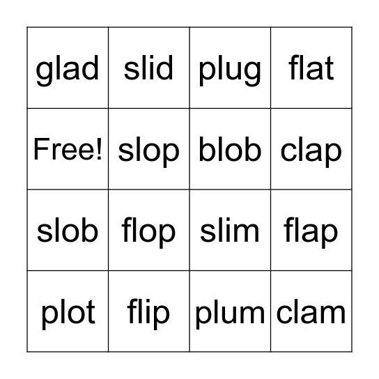 Lesson 27 BINGO Card