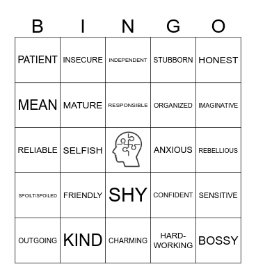 Personality Bingo Card