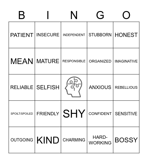 Personality Bingo Card